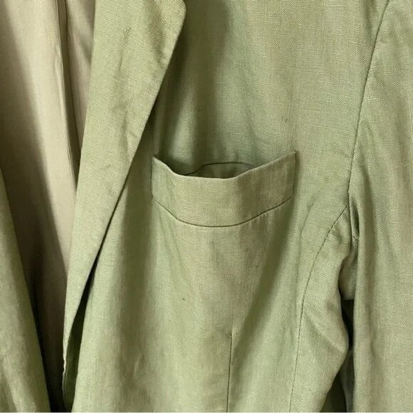 JH Collectibles green linen relaxed fit button closure blazer size US 10 - Picture 5 of 13